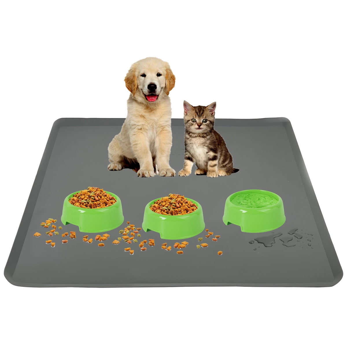 Skywin TidyFriend silicone pet food mat with large surface catches spills during meals.
