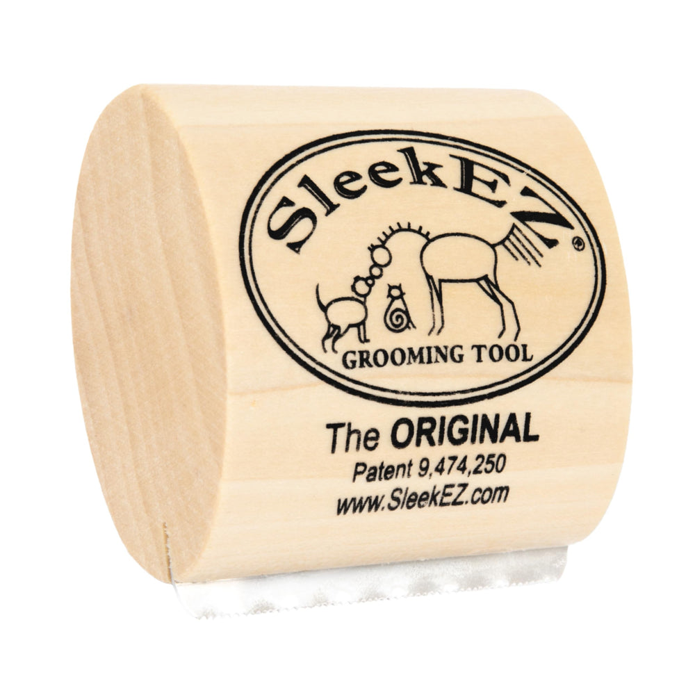 SleekEZ cat brush deshedding tool removes loose fur from coats.