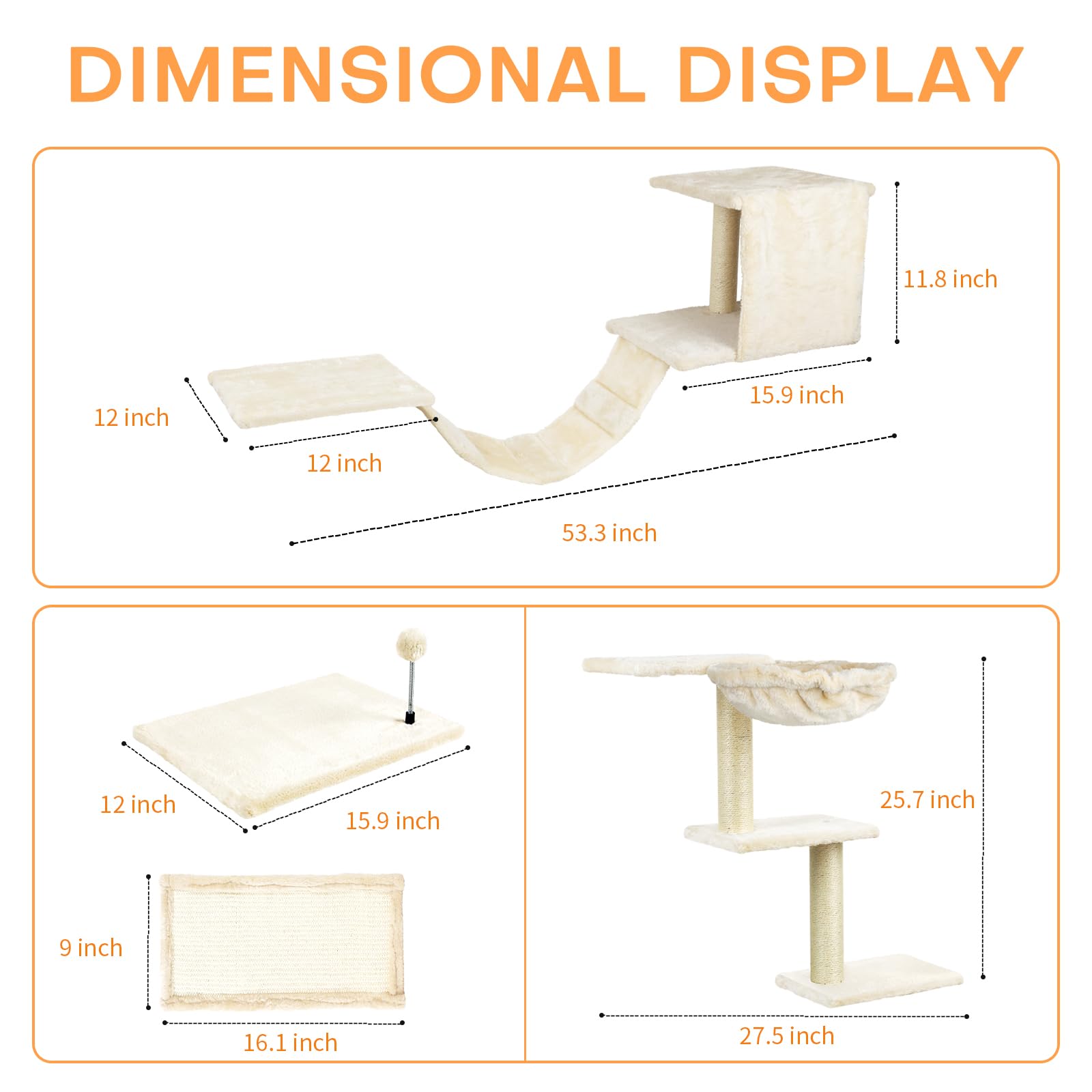 SLFYFC cat wall shelves with hammock and scratching board for resting and activity