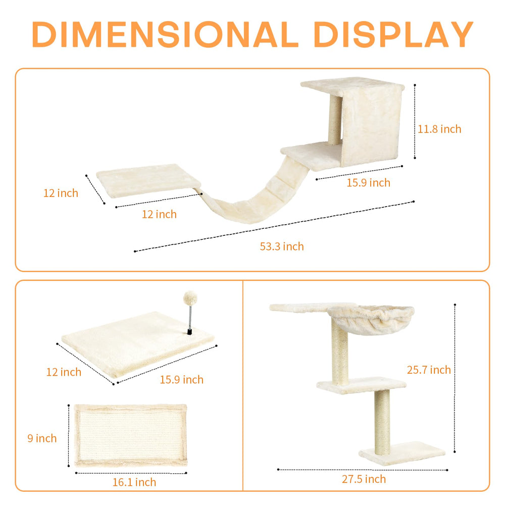 SLFYFC cat wall shelves with hammock and scratching board for resting and activity