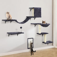 SLFYFC cat wall shelves with multi-level perches and bridge for indoor play
