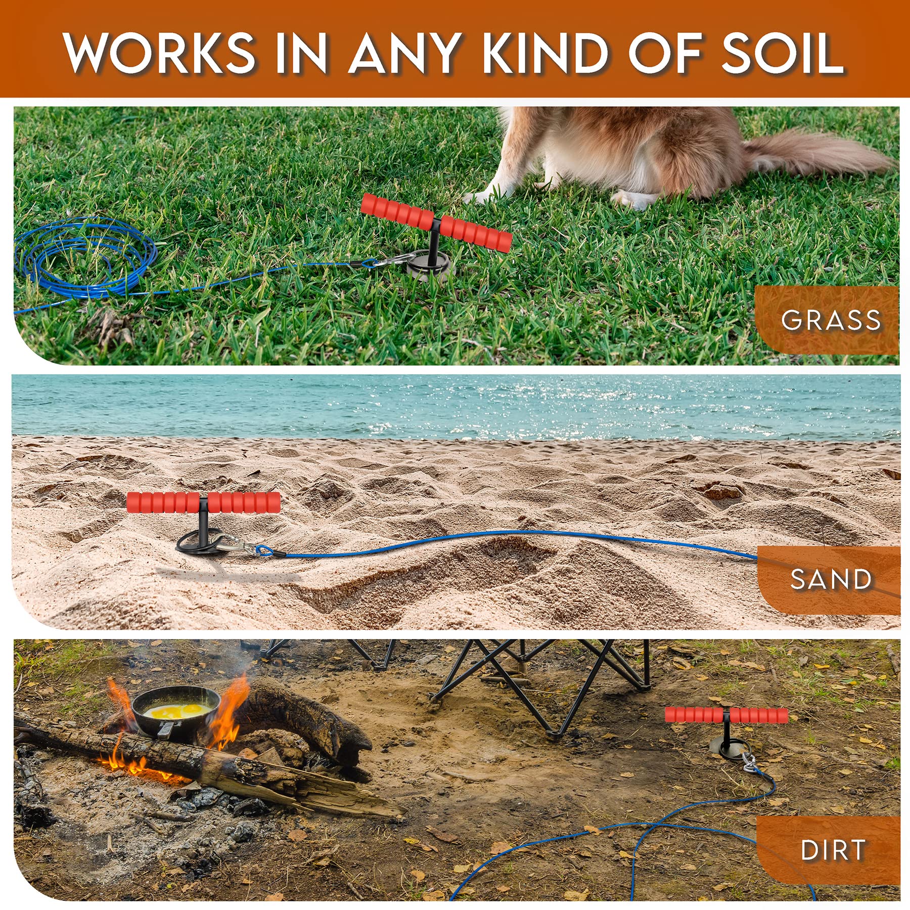 Sliridog built-in handle design eases ground insertion.