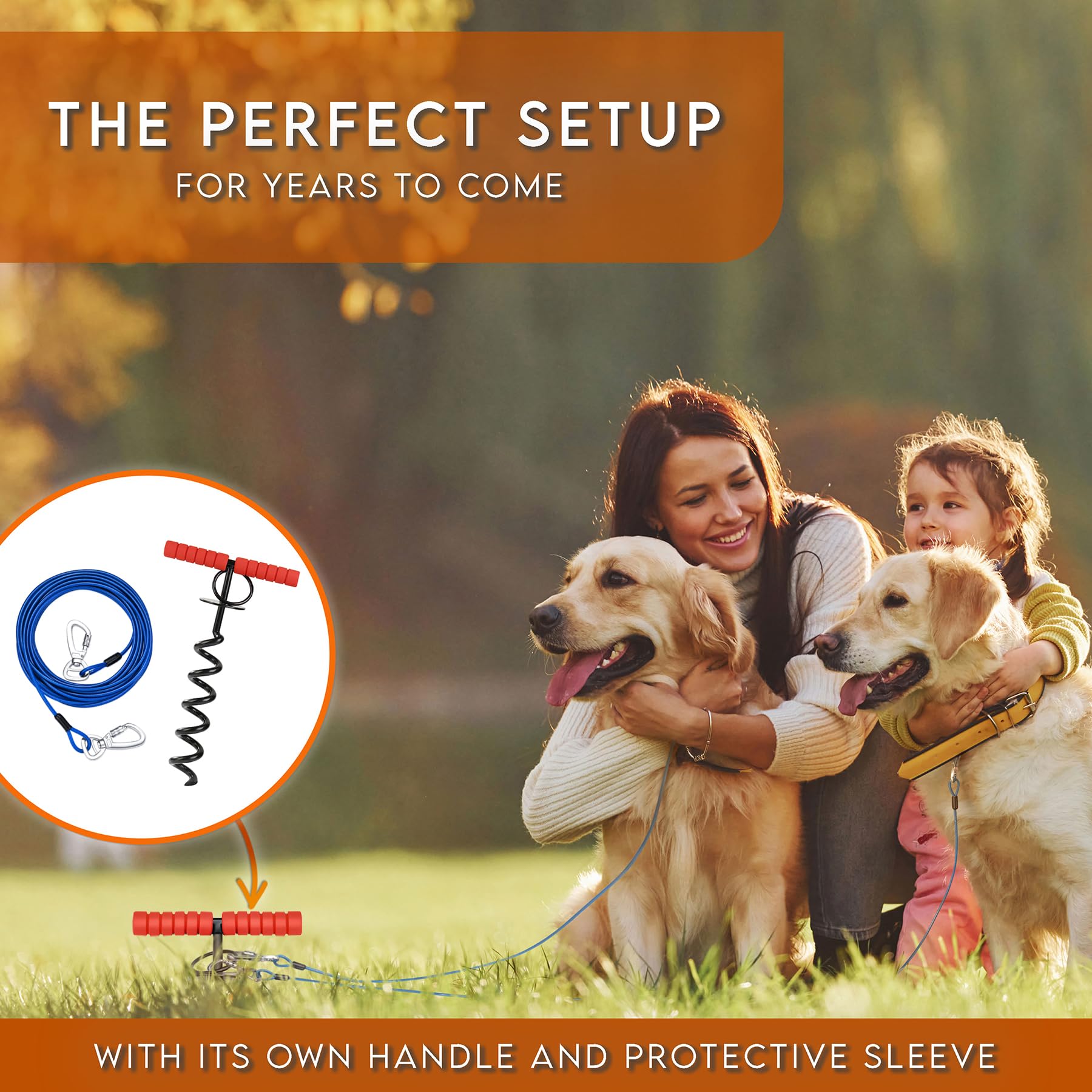Sliridog vinyl-coated cable resists rain and rust for durability.