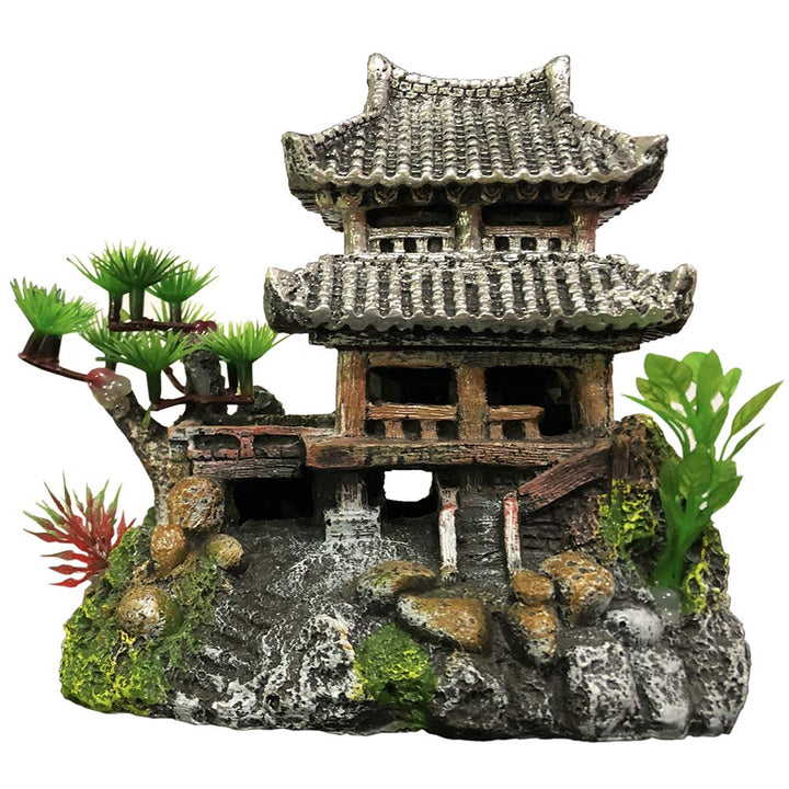 SLOCME resin castle front view adds a dramatic focal point to your freshwater tank.