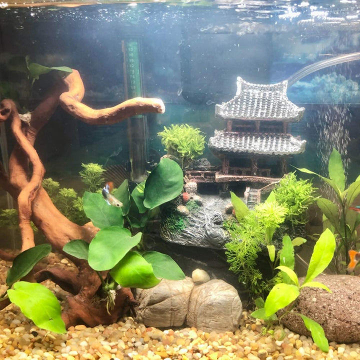 SLOCME resin castle side view enhances underwater scenery and shelter for shy fish.