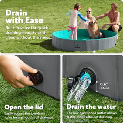 Sloosh foldable dog kiddie pool anti-slip bottom keeps paws secure during playtime.