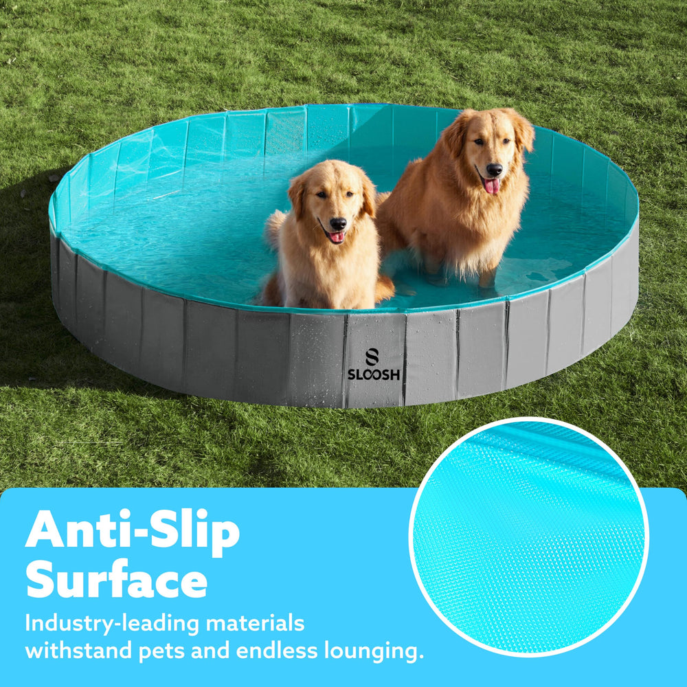 Sloosh foldable dog kiddie pool outdoor-backyard-use ready for sunny days and camping.