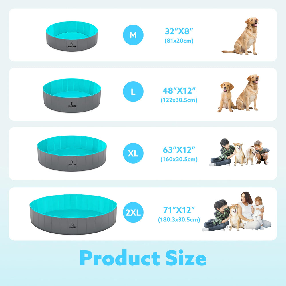 Sloosh foldable dog kiddie pool portable-travel size fits car for on-the-go fun.