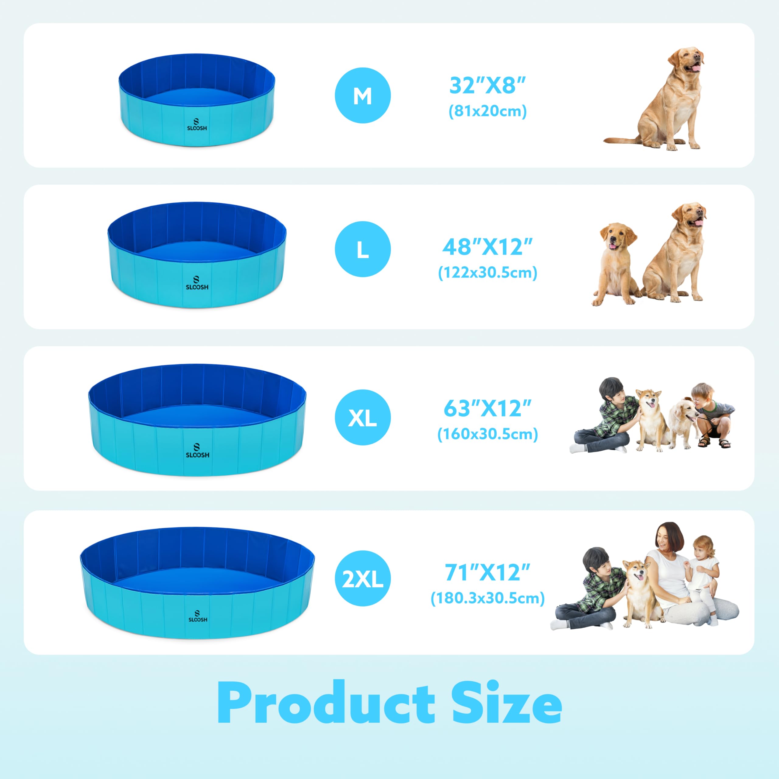 Sloosh foldable pool stored in a small closet, ideal for trips.