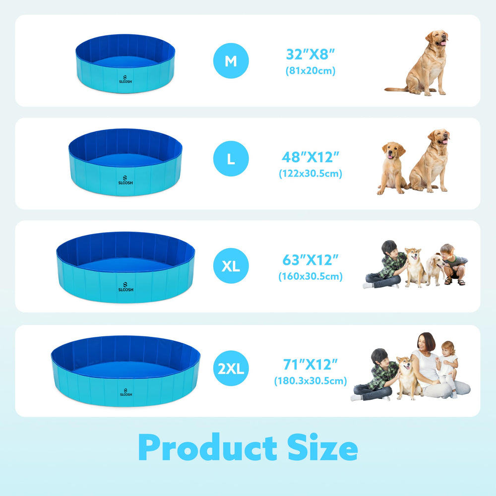 Sloosh foldable pool stored in a small closet, ideal for trips.