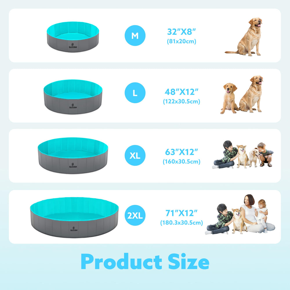 SLOOSH indoor-outdoor pet pool for cooling and bathing sessions.