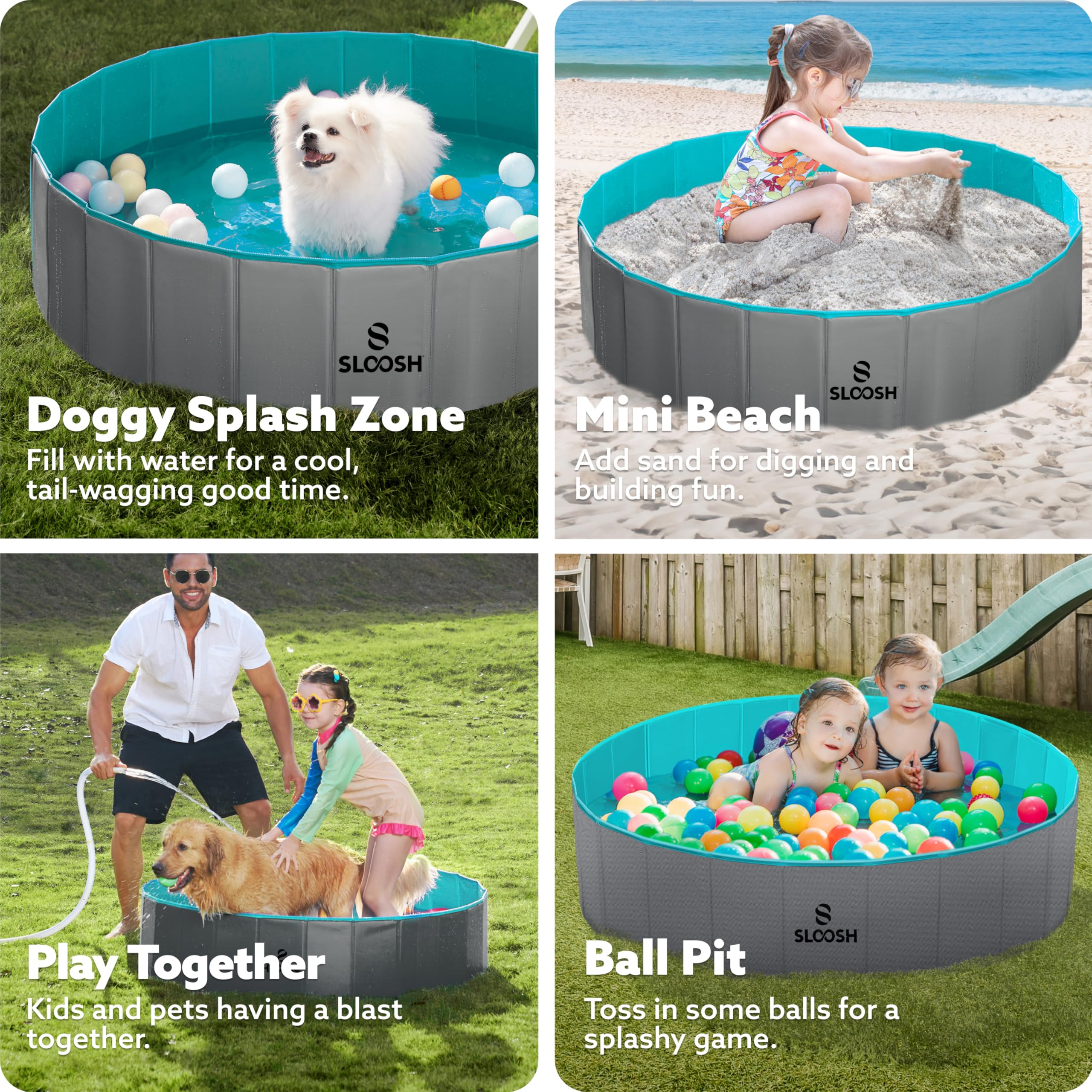 SLOOSH 48x12 pool dimensions provide ample room for play.
