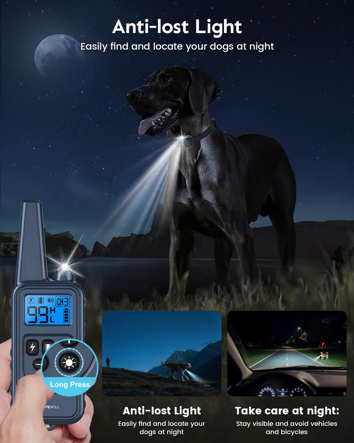 SLOPEHILL collar low shock mode with adjustable intensity