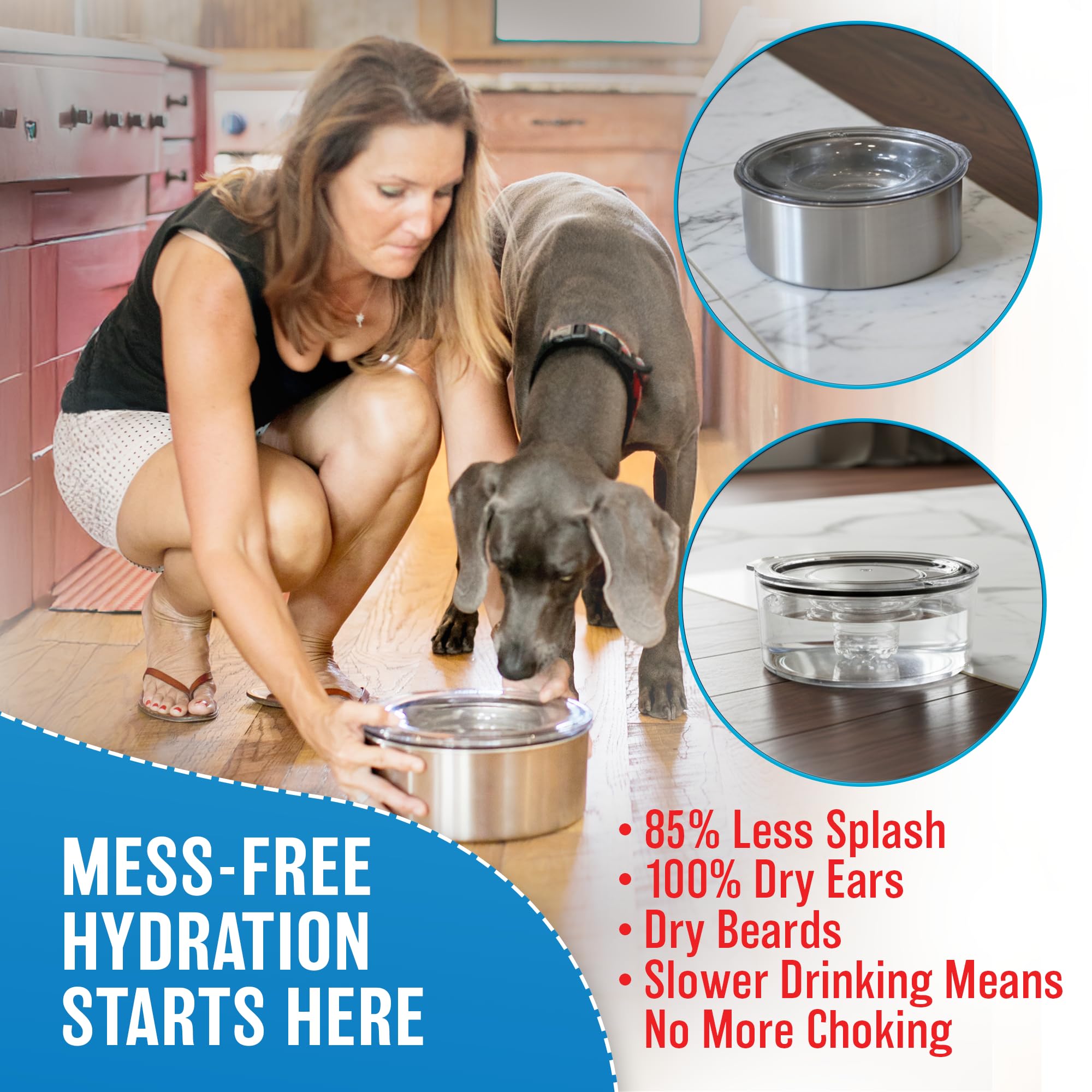 Slopper Stopper 1 gallon water bowl top view emphasizes large capacity