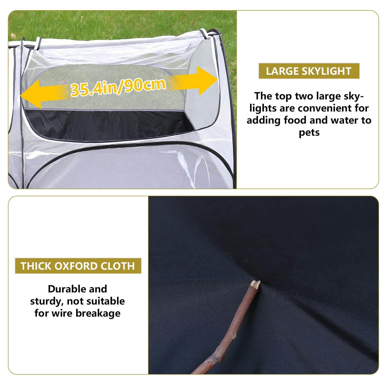 SlowTon chicken playpen with six zipper openings for easy access.