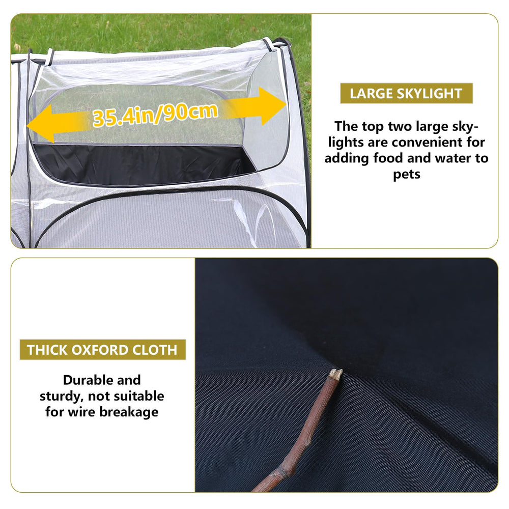 SlowTon chicken playpen with six zipper openings for easy access.