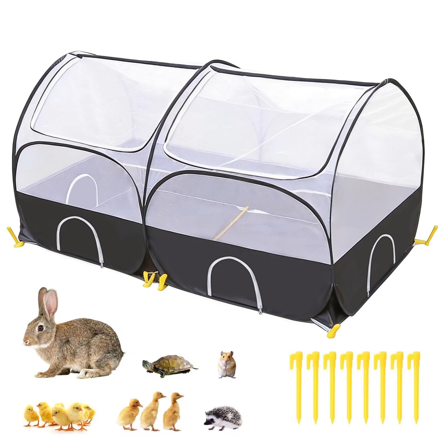 SlowTon chicken playpen outdoor setup for safe containment of small pets.