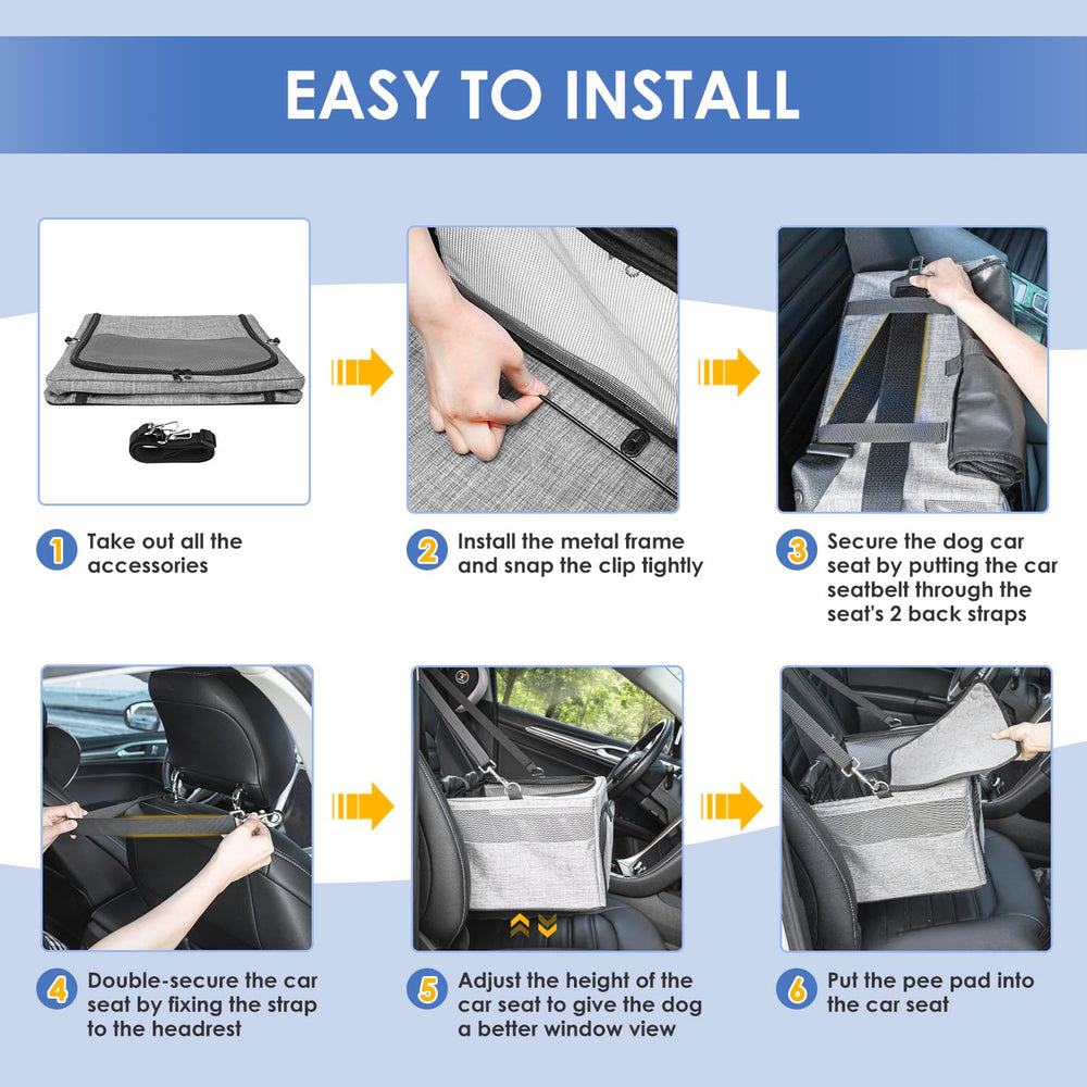 SlowTon dog booster seat car belt tether keeps pets safely secured.