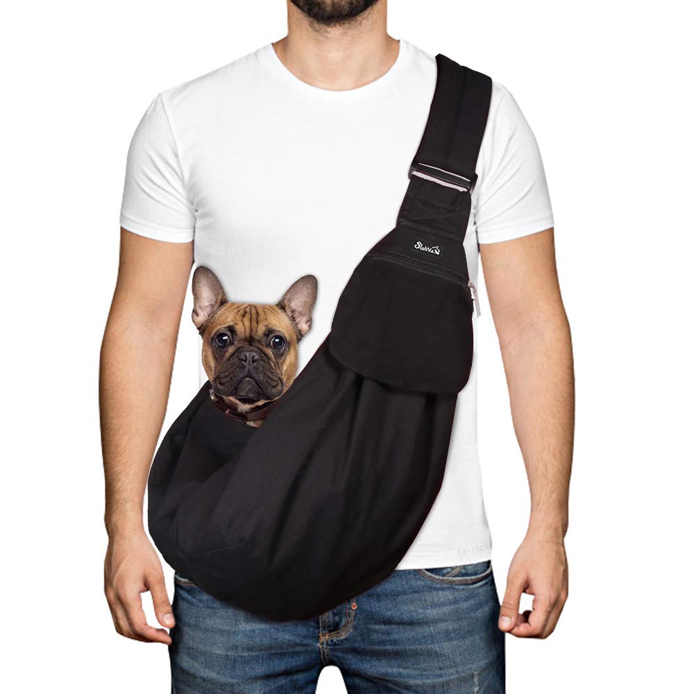 SlowTon dog carrier sling with adjustable strap for comfortable daily walks.