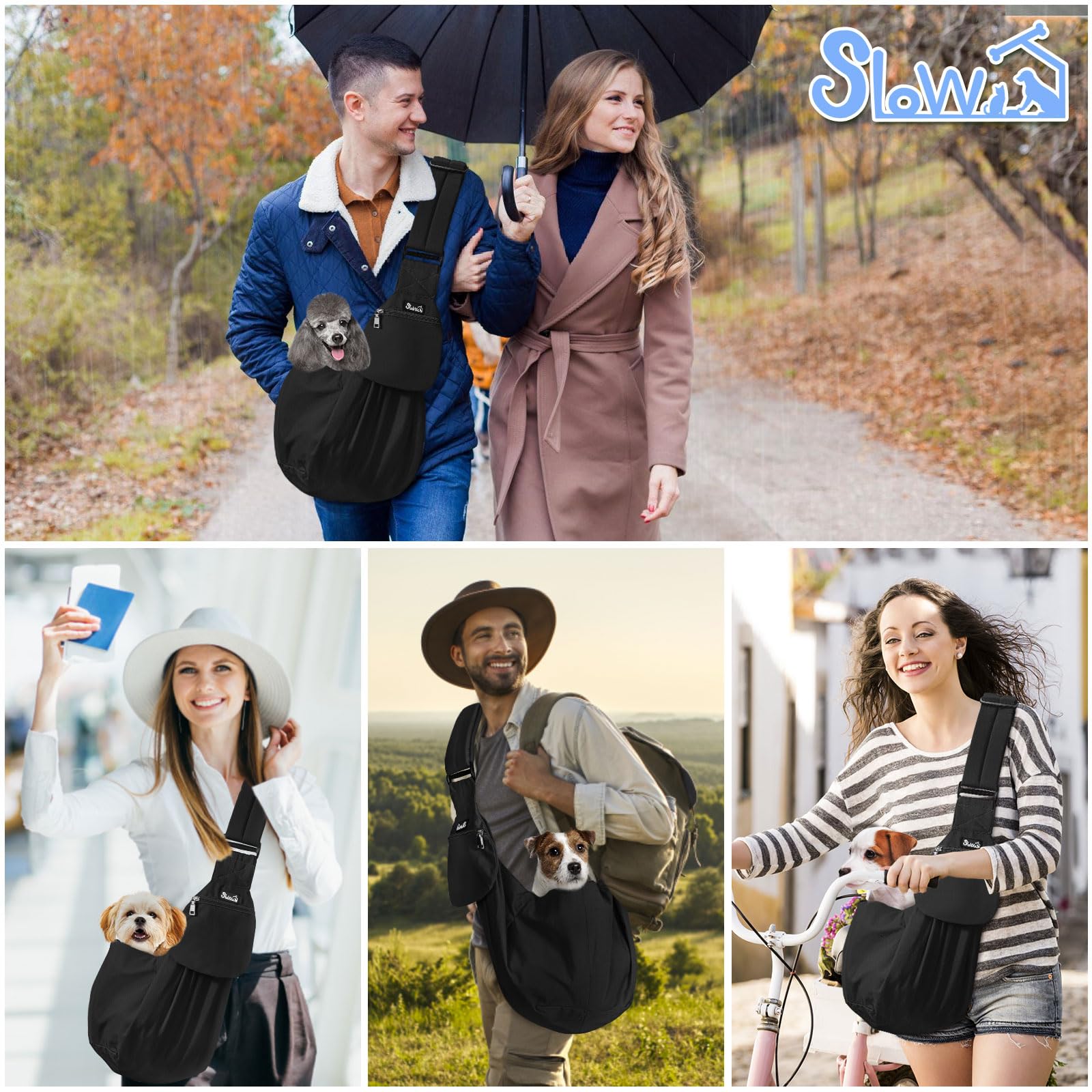 SlowTon dog carrier sling ideal for mall, subway, parks.