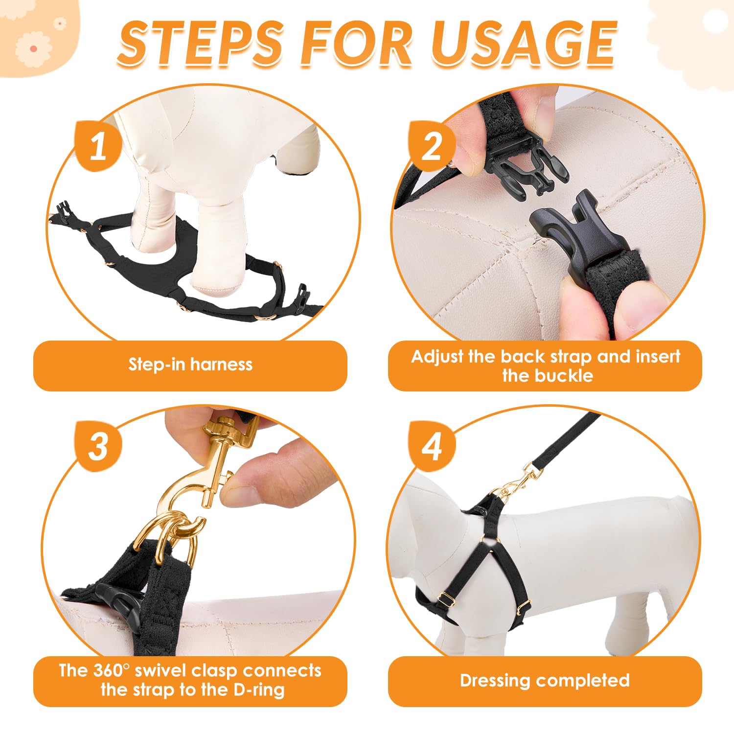 SlowTon ultralight-weight harness minimizes bulk on small pets.