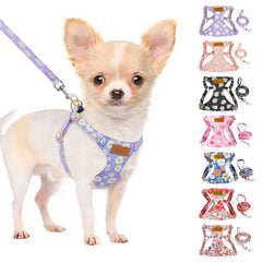 SlowTon XXS purple daisy harness front view showing lightweight comfort.