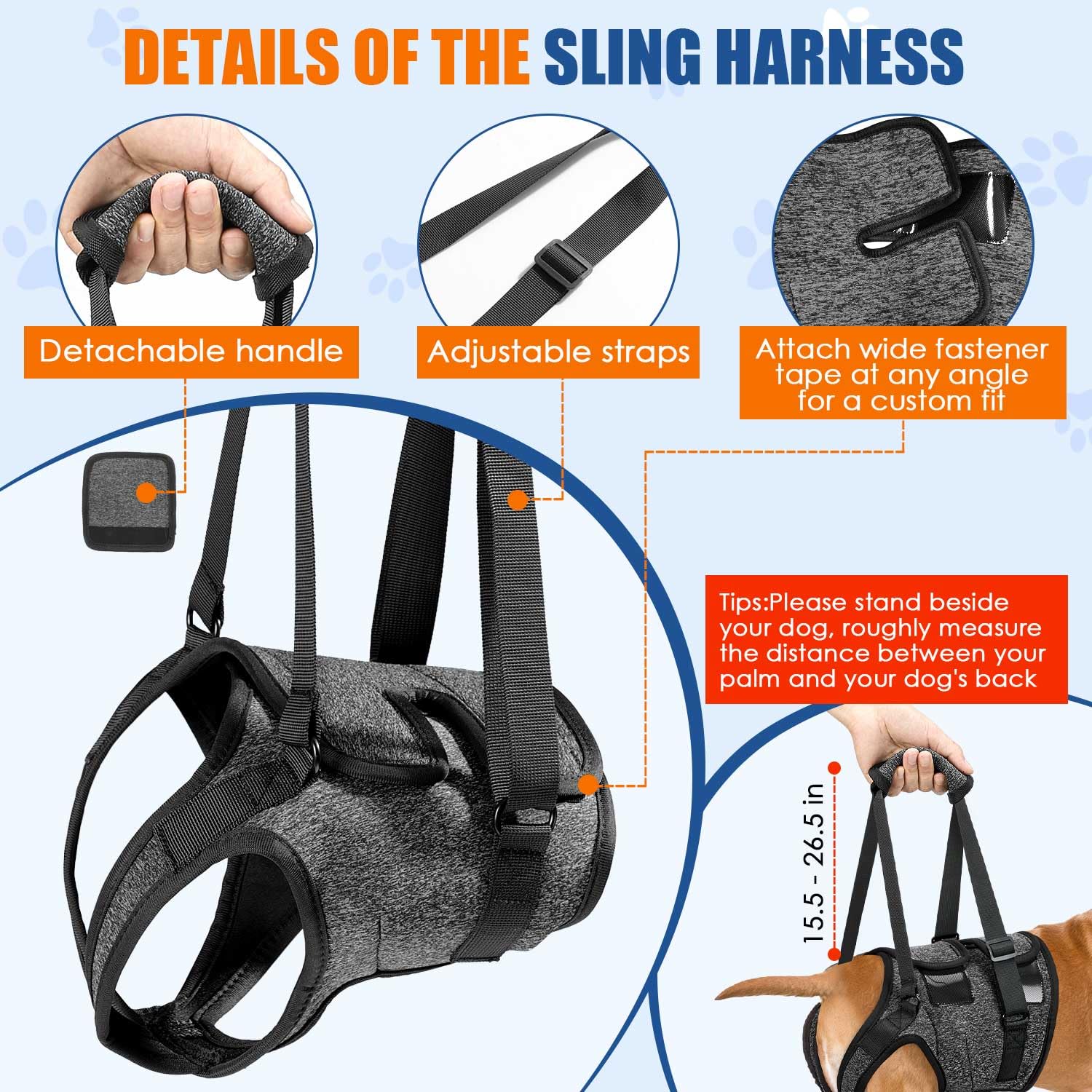 SlowTon Dog Lift Harness belly opening demo for easy relief without removal