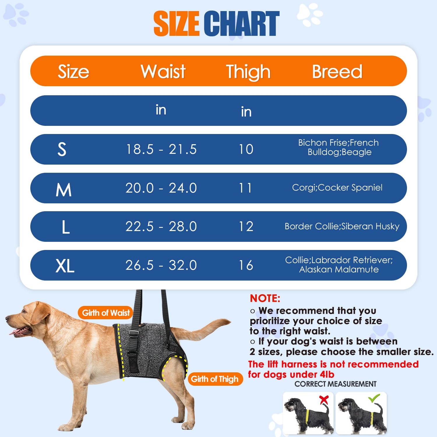 SlowTon Dog Lift Harness detachable handle supports caregivers during transfers