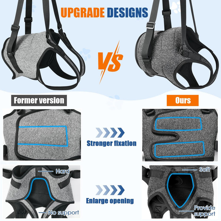 SlowTon Dog Lift Harness side view highlighting adjustable straps for comfort