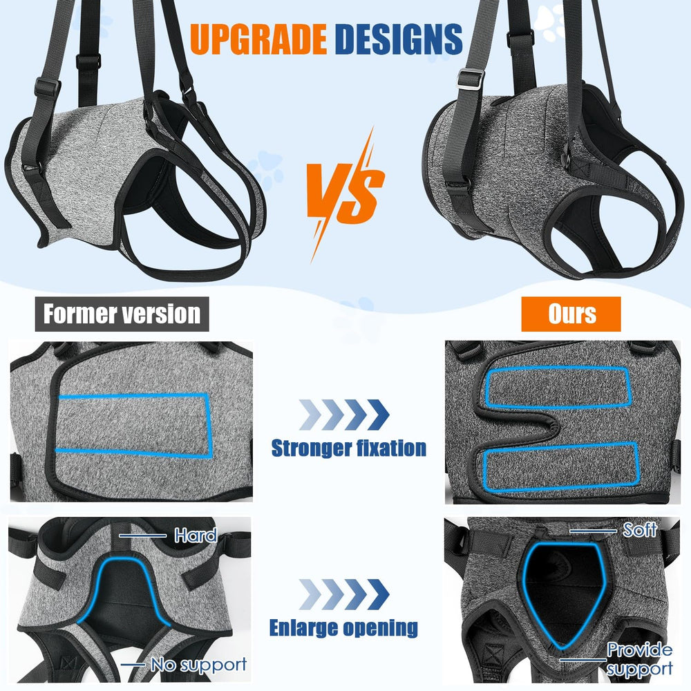 SlowTon Dog Lift Harness side view highlighting adjustable straps for comfort