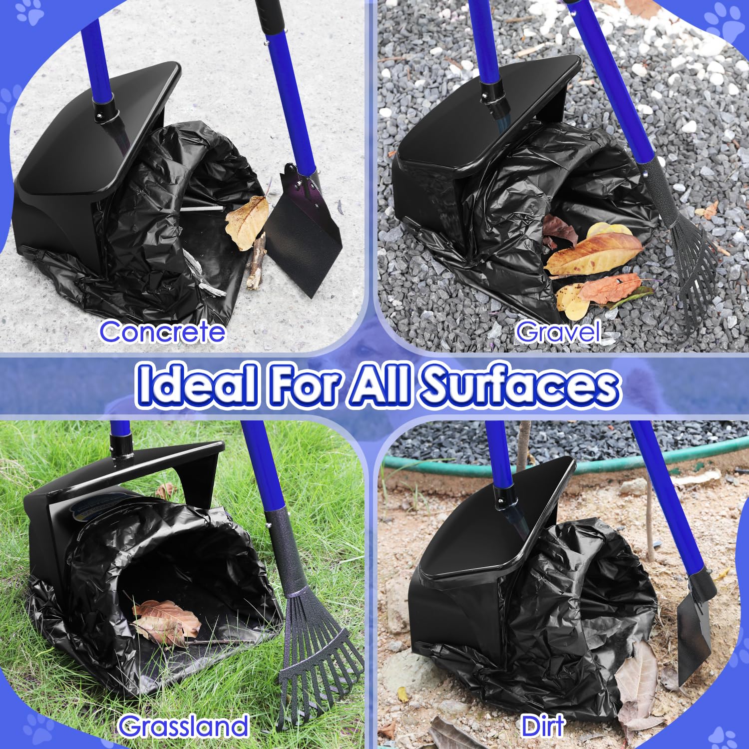 SlowTon rake attachment demonstrates broad surface cleaning on grass.