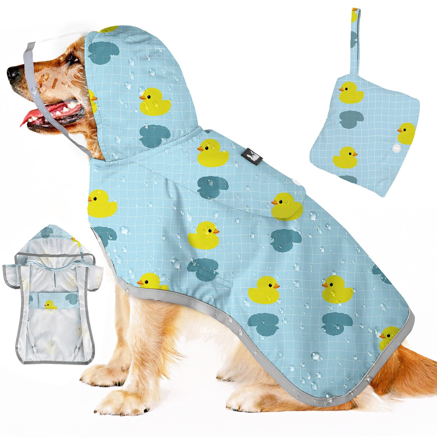 SlowTon dog raincoat with clear hood for rain protection