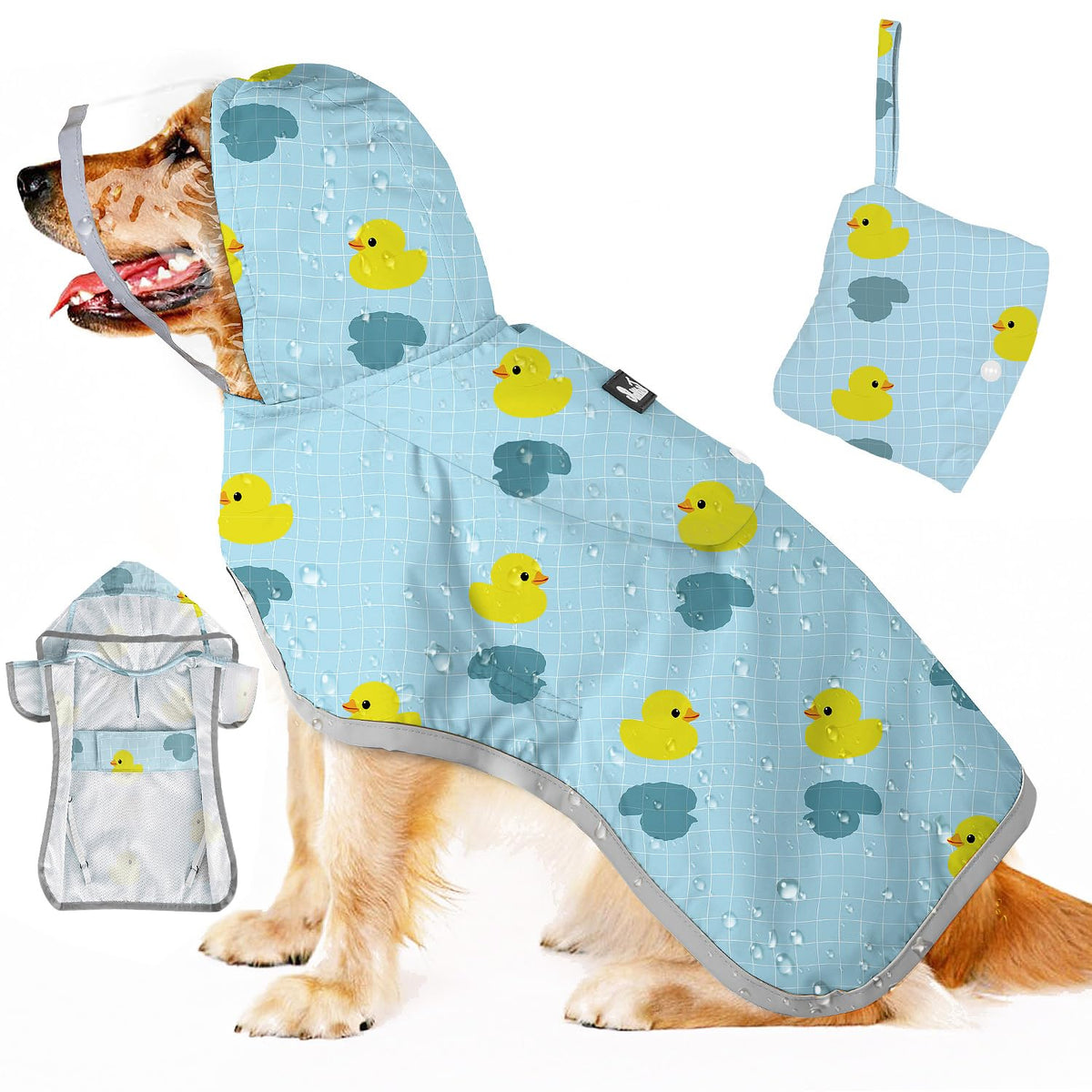 SlowTon dog raincoat with clear hood for rain protection