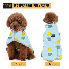 SlowTon raincoat shows pocket and leash hole for on-the-go use