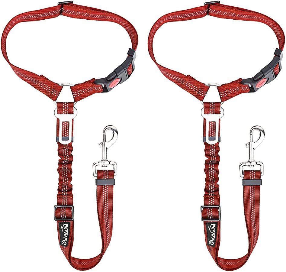 SlowTon dog seat belt headrest restraint secures pets during car rides