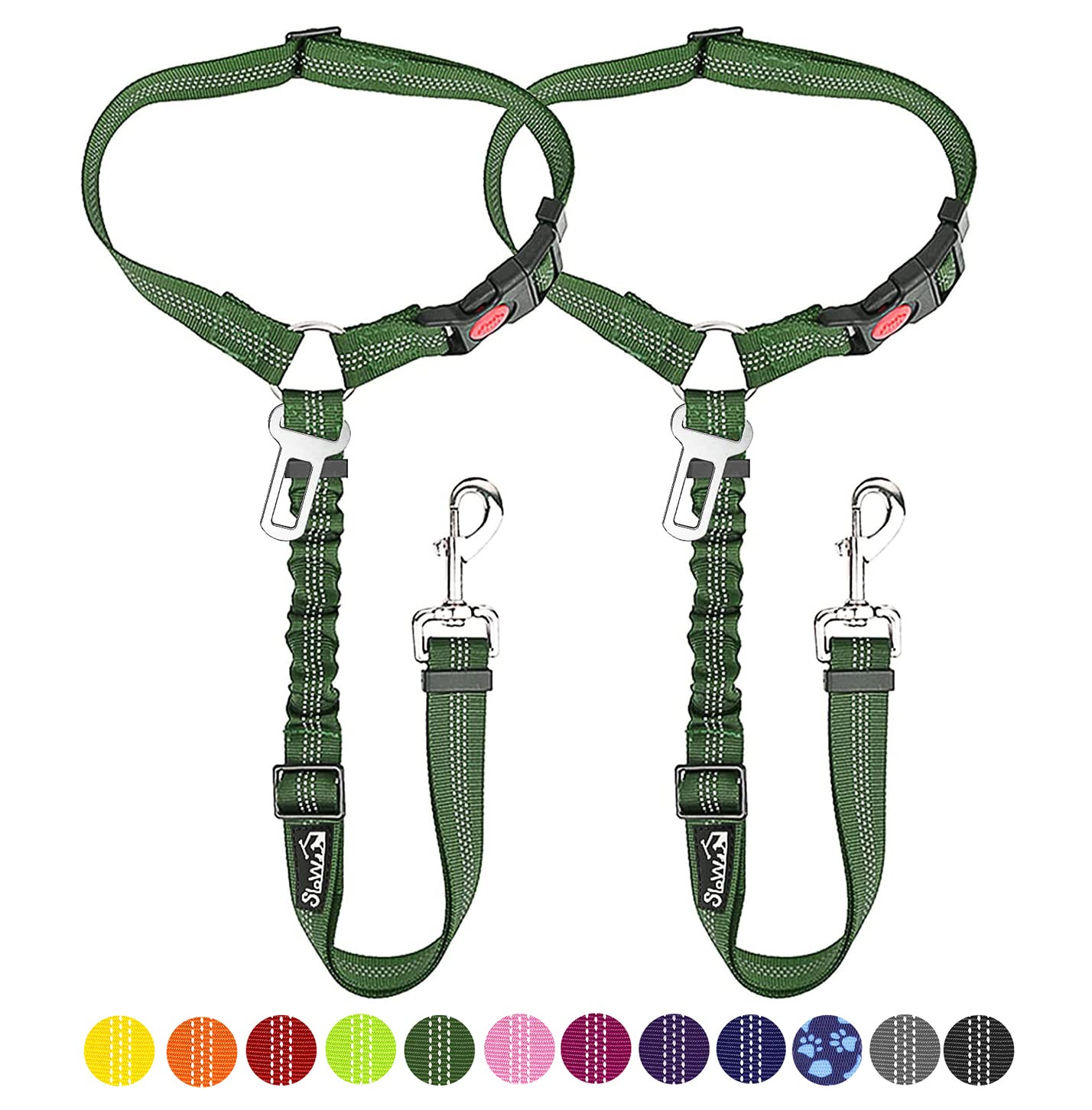SlowTon dog seat belt headrest attachment for secure car restraint.