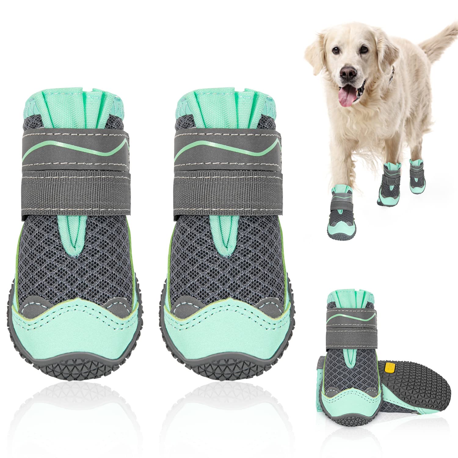 SlowTon dog shoes show dual straps for a secure fit during outdoor walks.