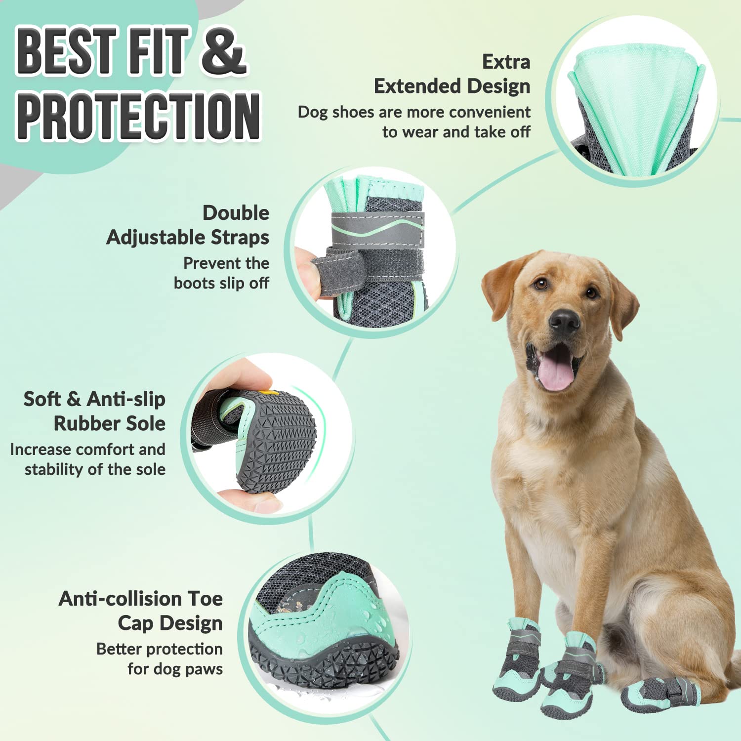 SlowTon dog shoes waterproof toe protects paws from moisture and debris
