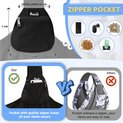 SlowTon sling safety hook demonstrates secure restraint to prevent pet falls.