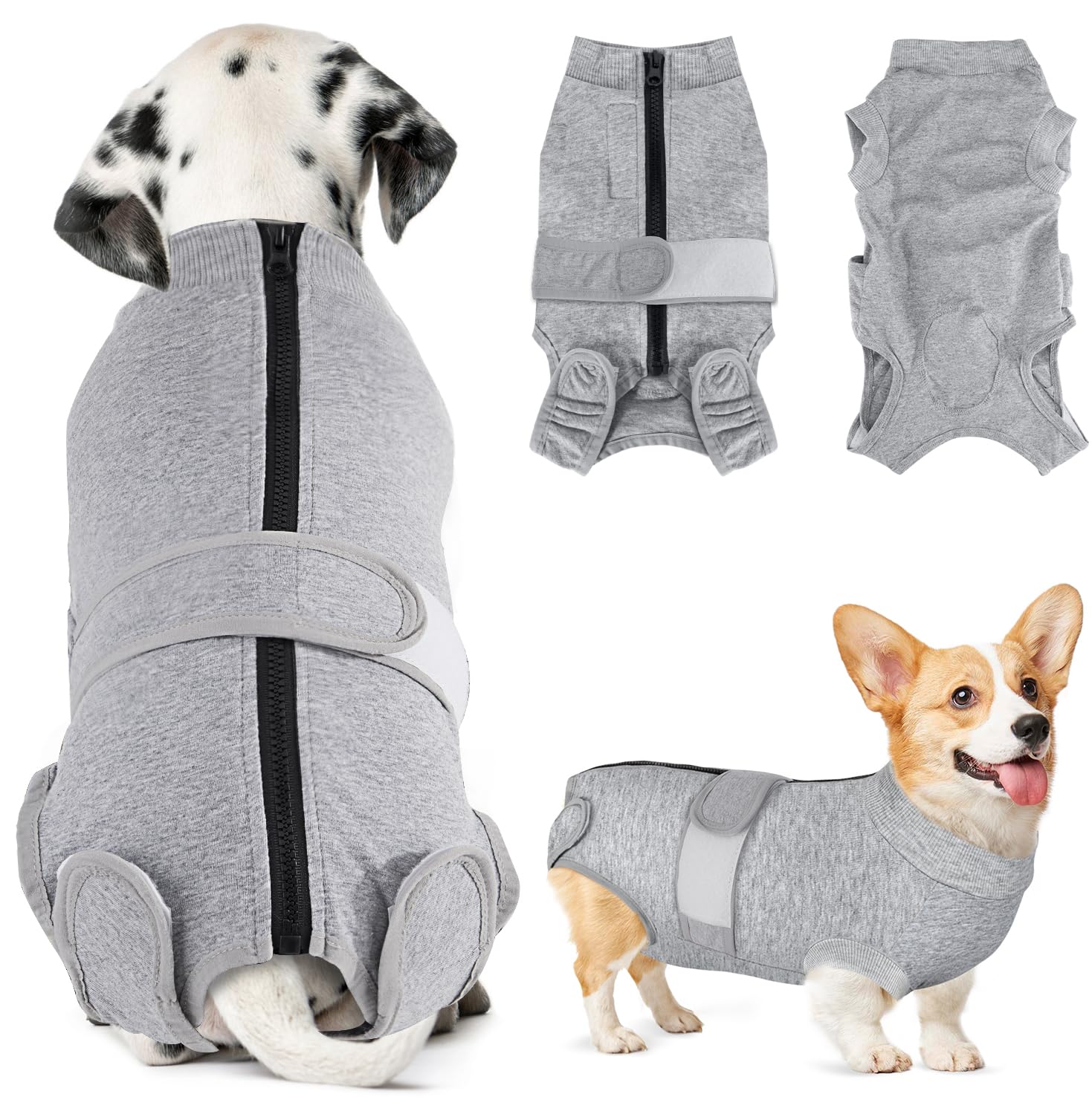 SlowTon dog surgery recovery suit back zipper for easy wear and secure fit.