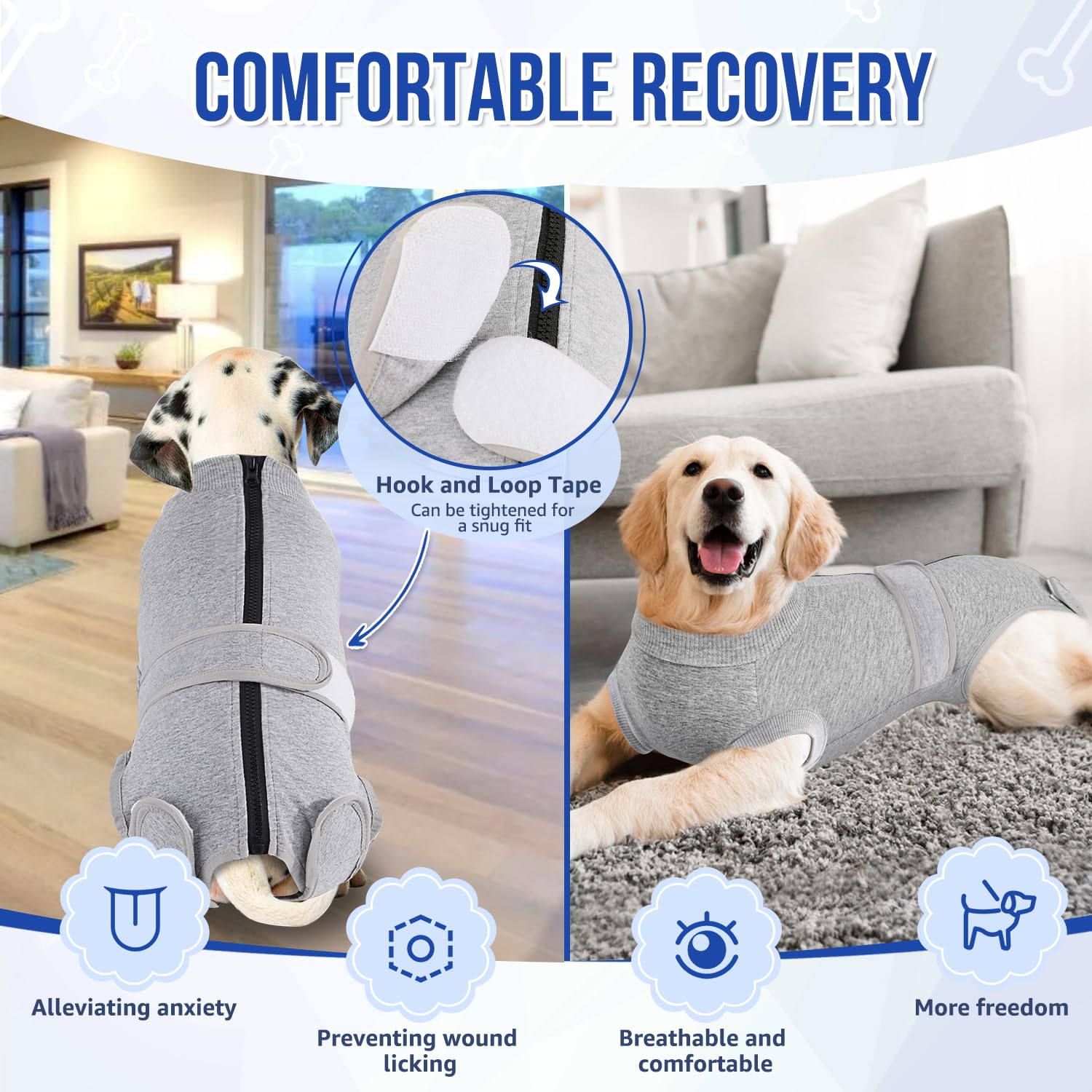 SlowTon dog surgery recovery suit multi-use post-surgical care and daily wear.