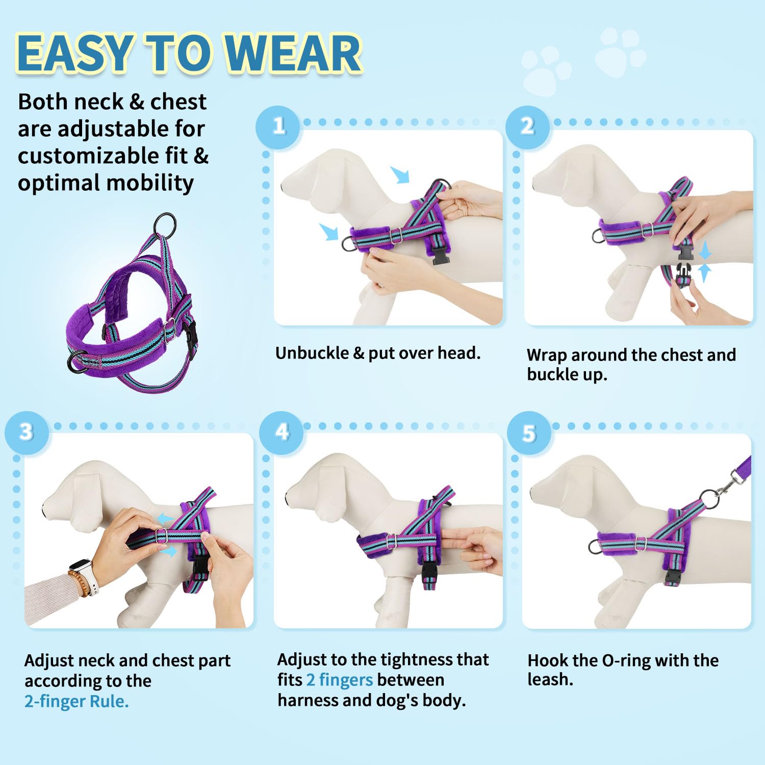 SlowTon flannelette-wrapped straps reduce chafing and skin irritation on pets.
