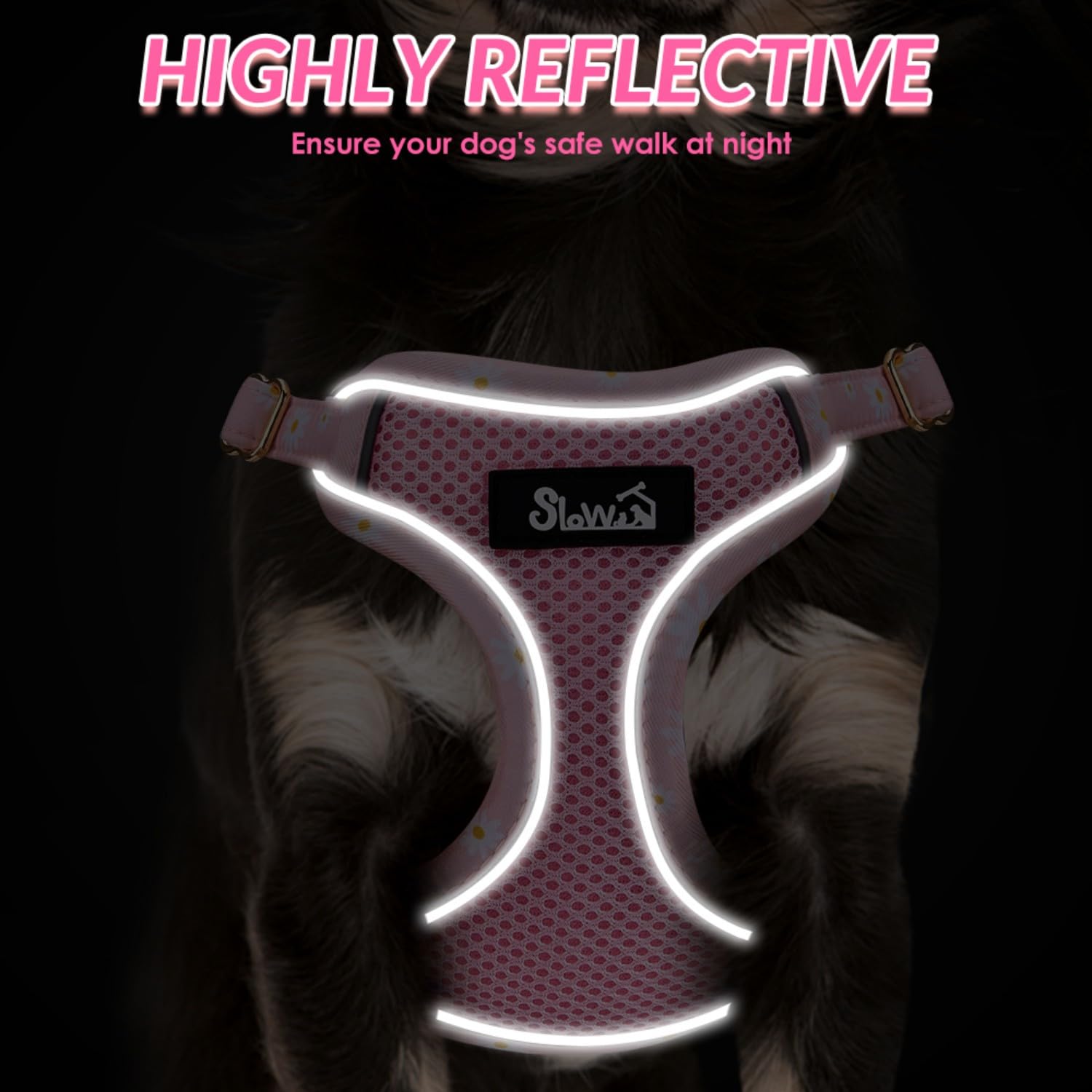 SlowTon harness pink reflective strip for night visibility