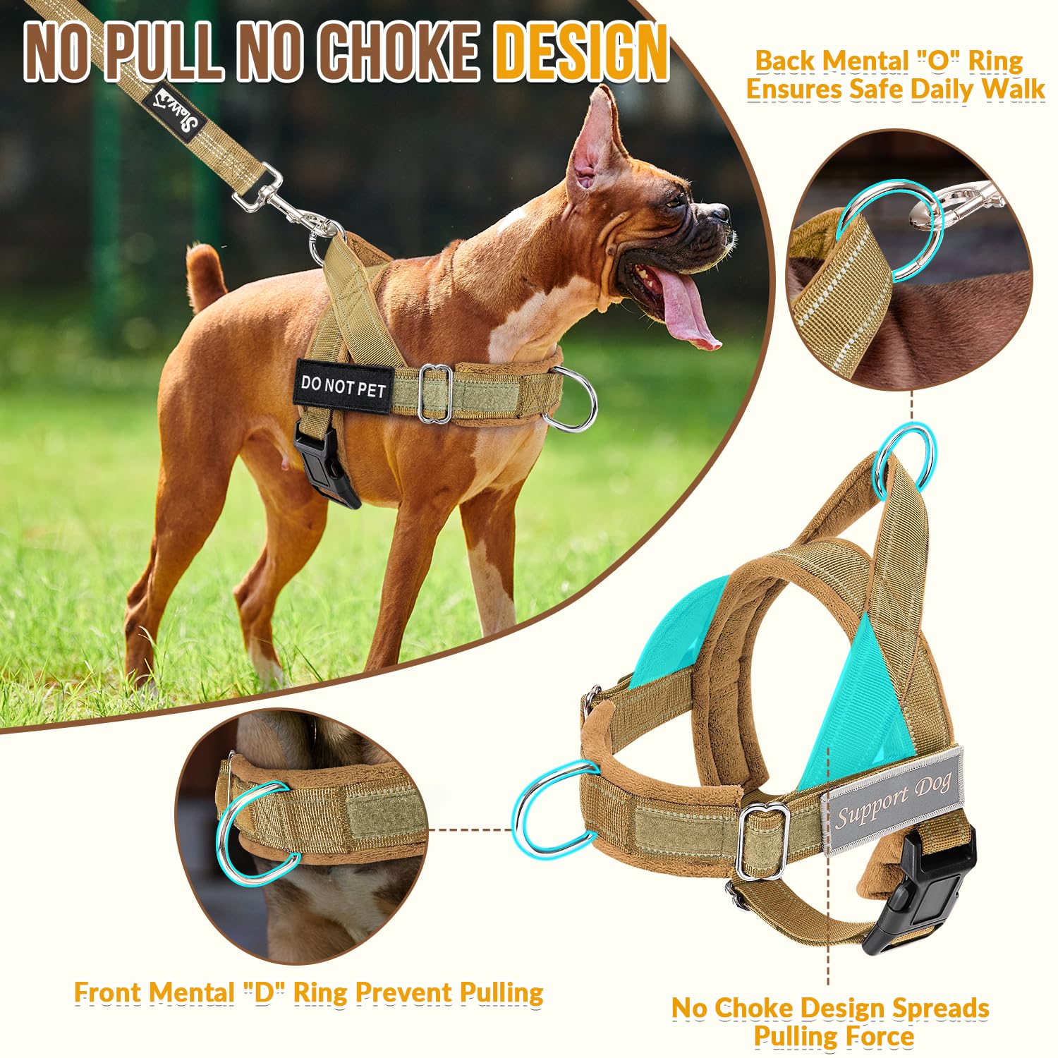 SlowTon heavy-duty dog harness with durable nylon for long-lasting use.