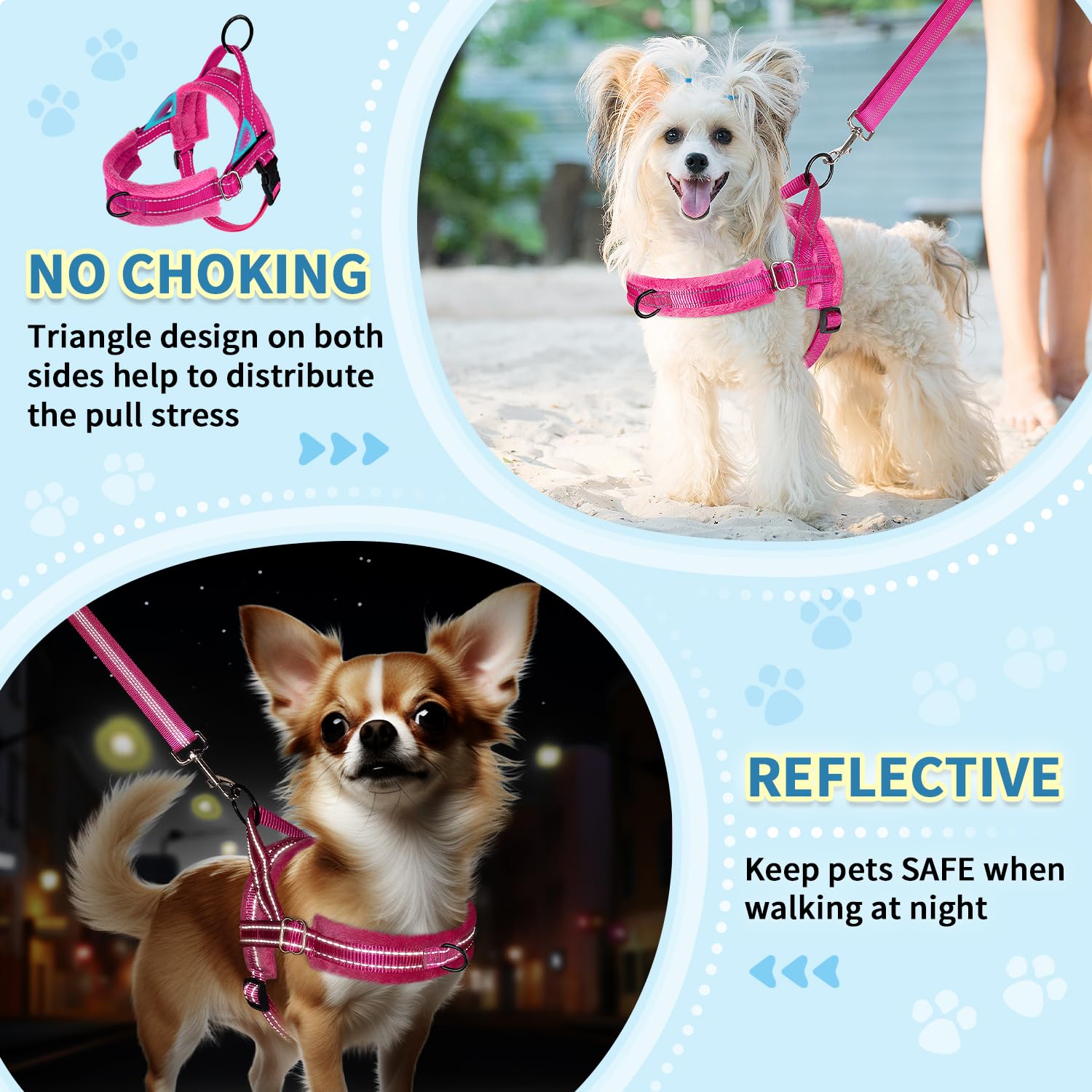 SlowTon no-pull harness chest adjustment helps distribute pressure during controlled walks.