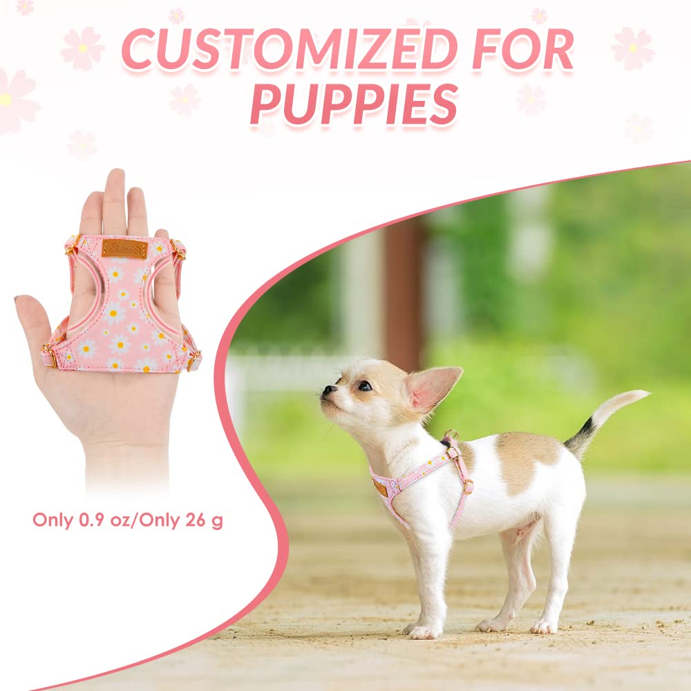SlowTon no pull harness pink daisy xxs adjustable straps for perfect fit