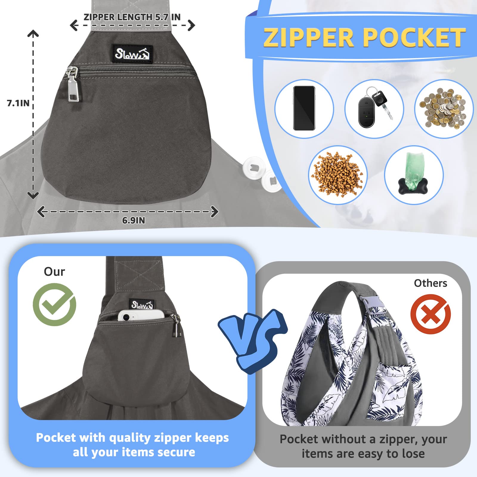 SlowTon safety hook and closure keep your pet secure while out.
