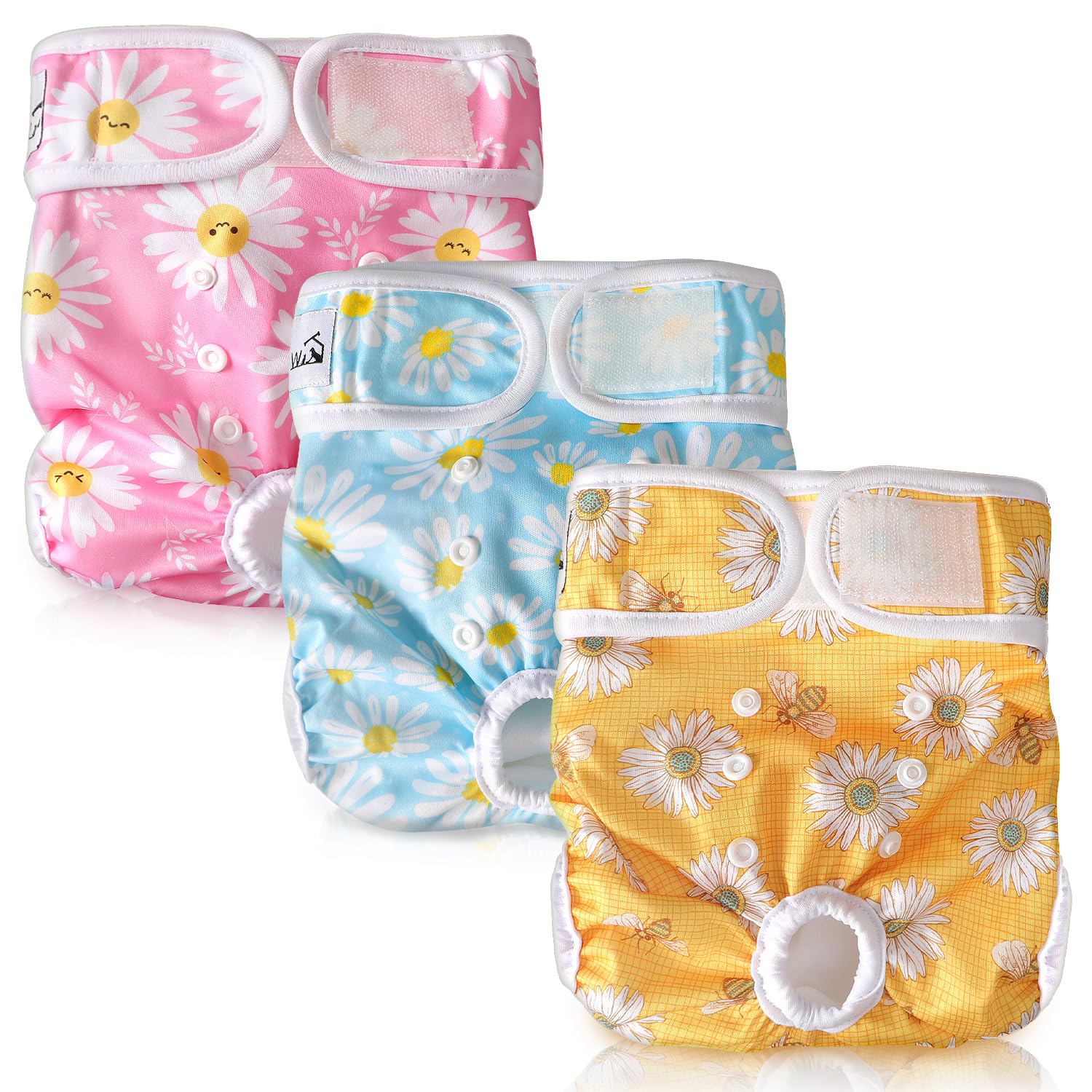 SlowTon female dog diaper with adjustable buttons for a secure heat-cycle fit
