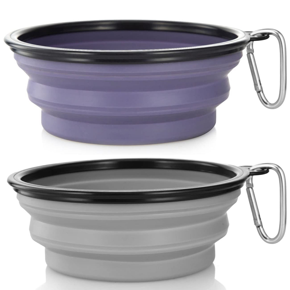 SLSON collapsible dog bowl open purple-gray for travel hydration.