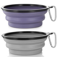 SLSON collapsible dog bowl open purple-gray for travel hydration.
